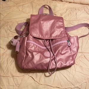 Metallic Pink Plum Kipling Ellaria Backpack